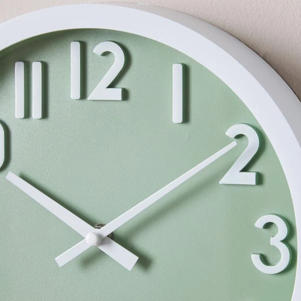 Dunelm 3D Numbers 25cm Wall Clock Sage 4 Dunelm 3D Numbers 25cm Wall Clock Sage - Image 2