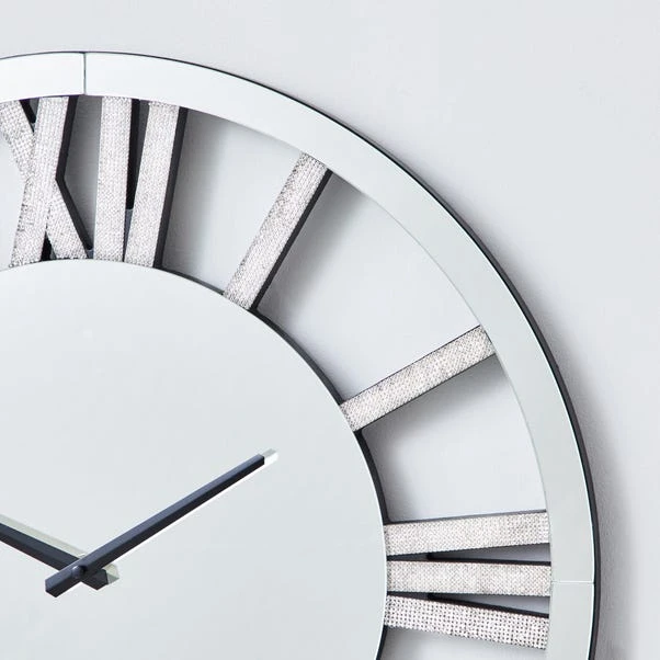 Dunelm Glitter Mirrored 50cm Wall Clock Silver 4 Dunelm Glitter Mirrored 50cm Wall Clock Silver - Image 2