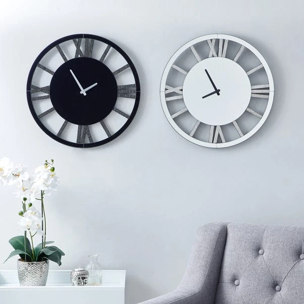 Dunelm Glitter Mirrored 50cm Wall Clock Silver 5 Dunelm Glitter Mirrored 50cm Wall Clock Silver - Image 3
