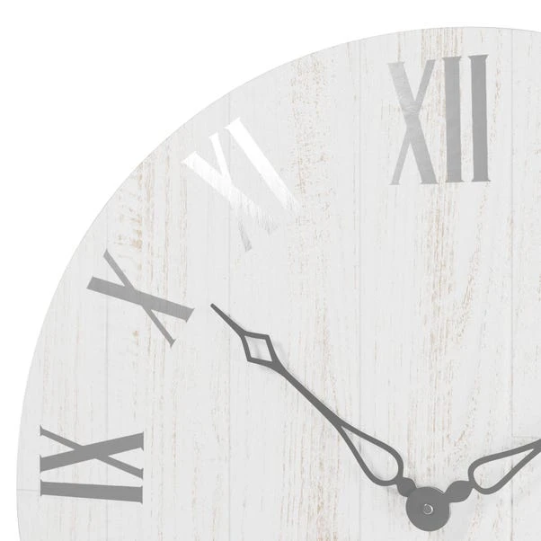 Dunelm Cream Distressed Wooden 60cm Clock 5 Dunelm Cream Distressed Wooden 60cm Clock - Image 3