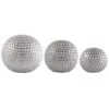 Dunelm Set Of 3 Silver Ceramic Dimpled Spheres -Cool Decoration 30196462