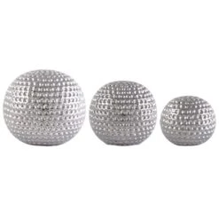 Dunelm Set Of 3 Silver Ceramic Dimpled Spheres