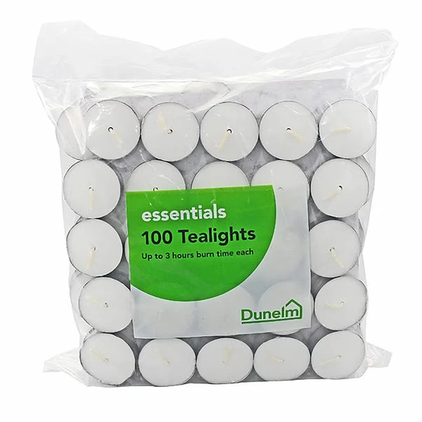 Dunelm Essentials Pack Of 100 Unscented Tealights 3 Dunelm Essentials Pack Of 100 Unscented Tealights