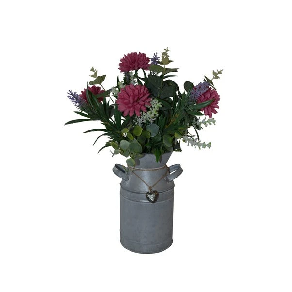 Dunelm Artificial Dahlia Red In Metal Churn 38cm 3 Dunelm Artificial Dahlia Red In Metal Churn 38cm