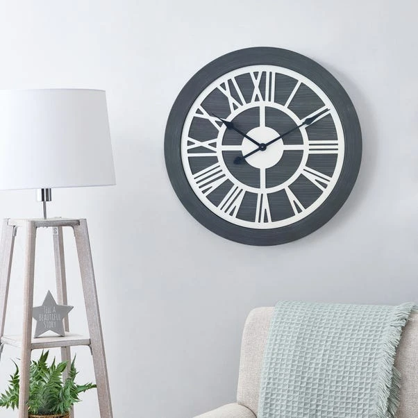 Dunelm Wooden 60cm Wall Clock Grey 3 Dunelm Wooden 60cm Wall Clock Grey