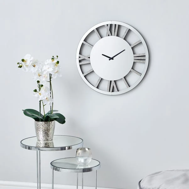 Dunelm Glitter Mirrored 50cm Wall Clock Silver 3 Dunelm Glitter Mirrored 50cm Wall Clock Silver