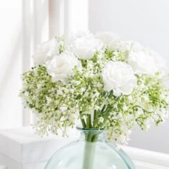 Dunelm Artificial Rose And Gypsophila Cream Bouquet 32cm -Cool Decoration 30672956 alt02