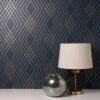 Fine Décor Wallpaper Shard Trellis Navy Wallpaper -Cool Decoration 30701572