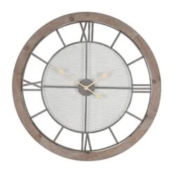 Pacific Lifestyle Natural Wood & Metal Round Wall Clock 81cm