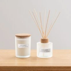 Dunelm Natural Bergamot Soy Wax Blend Candle Diffuser Set -Cool Decoration 30716656 alt01