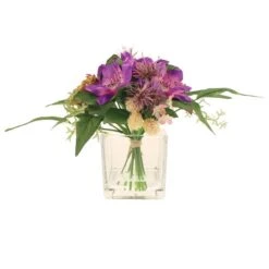 Dunelm Wild Flower Arrangement In Glass Cube -Cool Decoration 30730014 alt02
