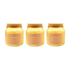 Dunelm Pack Of 3 Sandalwood Jar Candles With Cork Lid