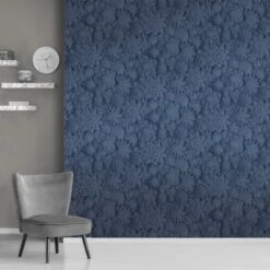 Dunelm Dimensions Floral Navy Wallpaper