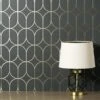 Fine Décor Wallpaper Platinum Rosco Trellis Charcoal Foil Wallpaper -Cool Decoration 30747094