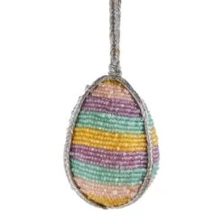 Dunelm Beaded Striped Rainbow Hanging Egg Decoration -Cool Decoration 30748569 alt01