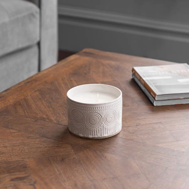 Dunelm Pretty Boho Ceramic Multiwick White Sandalwood Candle 4 Dunelm Pretty Boho Ceramic Multiwick White Sandalwood Candle - Image 2