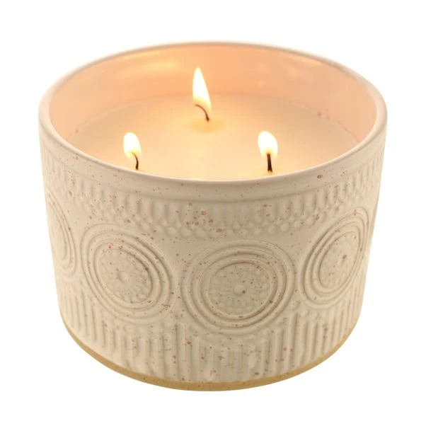 Dunelm Pretty Boho Ceramic Multiwick White Sandalwood Candle 5 Dunelm Pretty Boho Ceramic Multiwick White Sandalwood Candle - Image 3