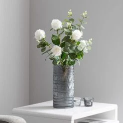 Dunelm Florals Forever Roses And Eucalyptus Bouquet -Cool Decoration 30753315 alt02