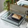 Dunelm Ribbed Glass Tray Black 39cm -Cool Decoration 30755576
