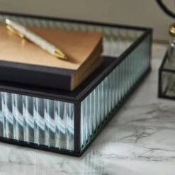 Dunelm Ribbed Glass Tray Black 39cm 9 Dunelm Ribbed Glass Tray Black 39cm -Cool Decoration 30755576 alt01