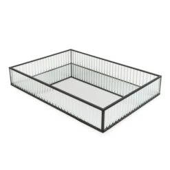 Dunelm Ribbed Glass Tray Black 39cm 10 Dunelm Ribbed Glass Tray Black 39cm -Cool Decoration 30755576 alt02