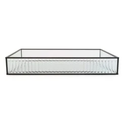 Dunelm Ribbed Glass Tray Black 39cm 12 Dunelm Ribbed Glass Tray Black 39cm -Cool Decoration 30755576 alt04