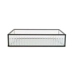 Dunelm Ribbed Glass Tray Black 26cm -Cool Decoration 30755577 alt04