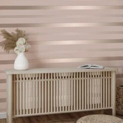 Platinum Rosco Foil Stripe Blush Wallpaper