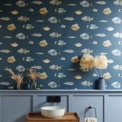 Dunelm Watercolour Fish Wallpaper