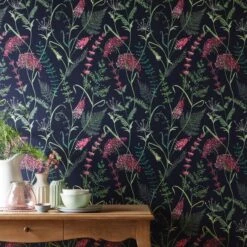 Dorma Winter Garden Navy Wallpaper -Cool Decoration 30757454 alt03