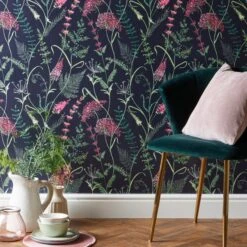 Dorma Winter Garden Navy Wallpaper -Cool Decoration 30757454 alt04
