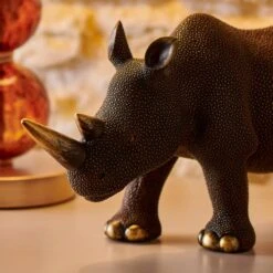 Dunelm Luxe Traveller Rhino Sculpture 36CM -Cool Decoration 30765960 alt01