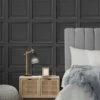 Dunelm Square Panel Black Wallpaper -Cool Decoration 30769102