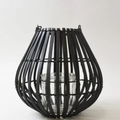 Dunelm Black Bamboo Small Lantern