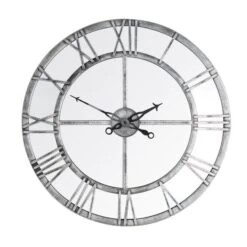 Dunelm Distressed Mirrored 57cm Clock Silver -Cool Decoration 30769194 alt02
