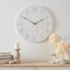Churchgate Distressed Wooden 60cm Clock Cream