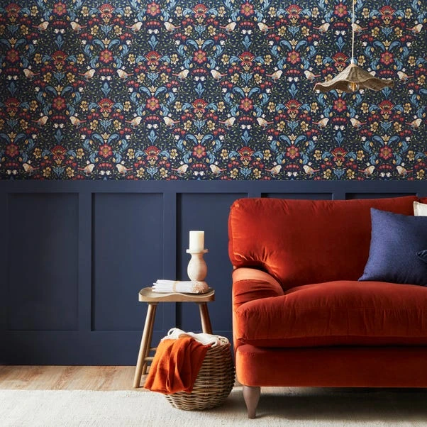 Dunelm Ruskin Navy Wallpaper 3 Dunelm Ruskin Navy Wallpaper