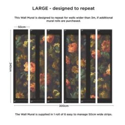 Dunelm Vintage Floral Black Mural -Cool Decoration 30770412 alt03