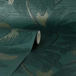 Dunelm Palm Print Emerald Green Wallpaper -Cool Decoration 30770738 alt02