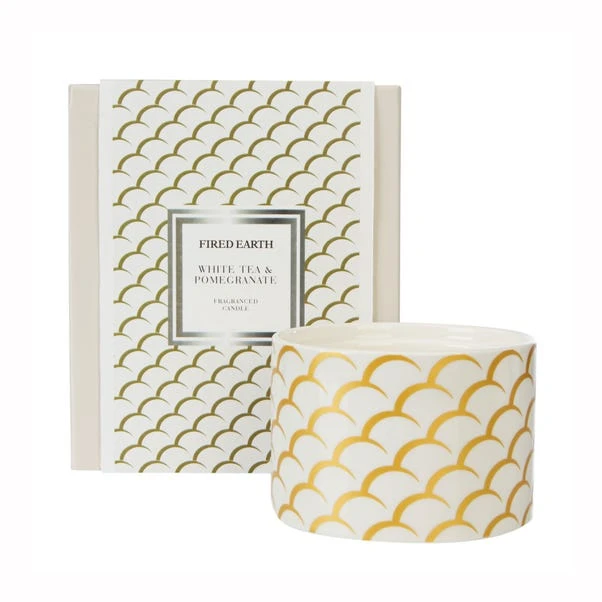 Fired Earth Large Ceramic White Tea & Pomegranate Wax Filled Candle 3 Fired Earth Large Ceramic White Tea & Pomegranate Wax Filled Candle