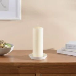 Dunelm Cream Pillar Candle 7.5cm X 20cm -Cool Decoration 30779568 alt01