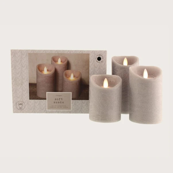 Dunelm Hygge S3 Textured Scented LED Candles Grey 3 Dunelm Hygge S3 Textured Scented LED Candles Grey