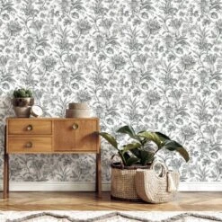 Brewster Etched Floral Mono Self Adhesive Wallpaper 13 Brewster Etched Floral Mono Self Adhesive Wallpaper -Cool Decoration 30780877 alt05