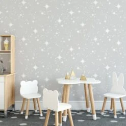 Brewster Scattered Stars Grey Self Adhesive Wallpaper -Cool Decoration 30780884 alt05