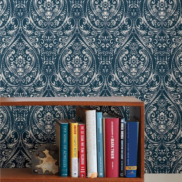 NuWallpaper Bohemian Damask Indigo Self Adhesive Wallpaper 3 NuWallpaper Bohemian Damask Indigo Self Adhesive Wallpaper
