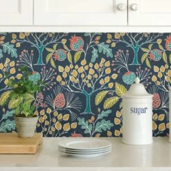 NuWallpaper Groovy Garden Navy Self Adhesive Wallpaper