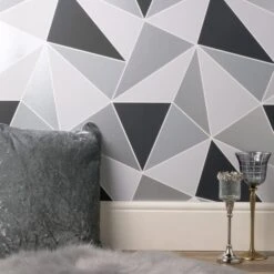 Fine Décor Wallpaper Apex Geo Sidewall Silver Wallpaper