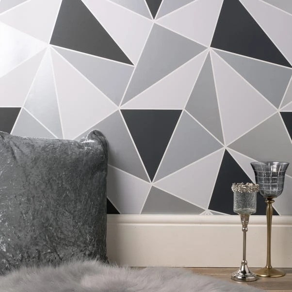 Fine Décor Wallpaper Apex Geo Sidewall Silver Wallpaper 3 Fine Décor Wallpaper Apex Geo Sidewall Silver Wallpaper