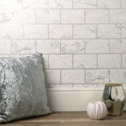 Crown Wallpaper Brick Marble Silver Wallpaper