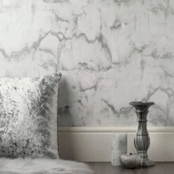 Crown Wallpaper Aura Marble Silver Wallpaper